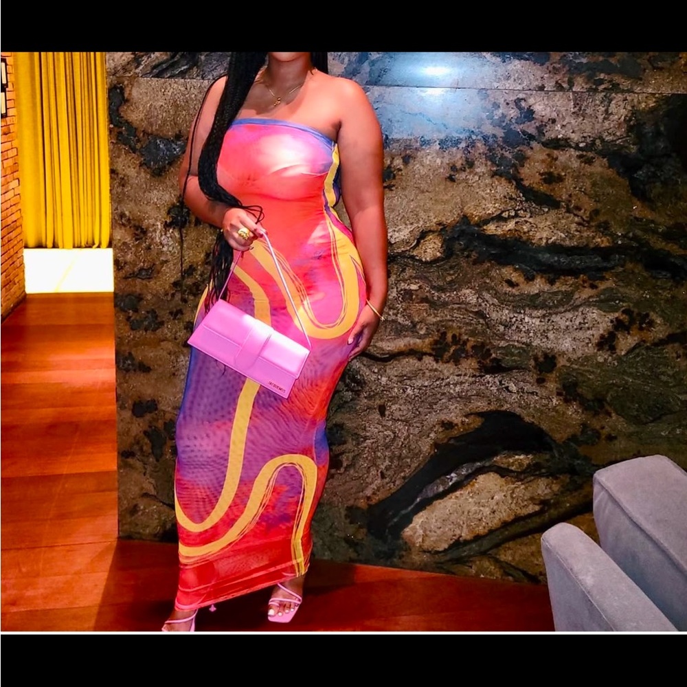 Colorful Strapless Maxi Dress